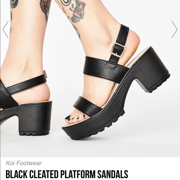 black cleated platform sandals
